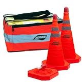 Aervoe Pack Collapsible Safety Cones with Red Flashing Light (Orange, 28. 3- Inch)