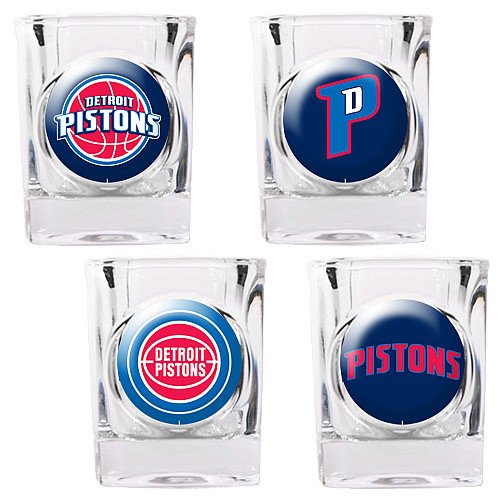 NBA Detroit Pistons Four Piece Square Shot Glass Set (Individual Logos)