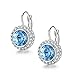 SBLING Platinum-Plated Leverback Drop Earrings Made with Blue Austrian Crystals (2.2ct)