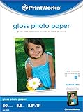 Printworks Photo Paper, Gloss, 8.5in x 11in, 30 Sheets in Pack, 00470