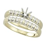 14K Yellow Gold 1/4 ct. Diamond Semi Mount Engagement Set