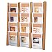 6 Pocket Oak & Acrylic Magazine Wall Rack, Light Oak Finish, 48H