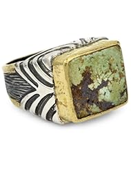 Stella Flame "Nadira" Square Persian Turquoise Ring, Size 7
