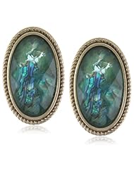 Napier Gold-Tone Green Clip-On Button Earrings