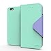 Cellto IP6-MTLV iPhone 6S Case, PU Leather Wallet Cover Stand and Reversible Magnetic Flap, Flip Cover for Apple iPhone 6 (2014)/iPhone 6S (2015) - Mint/Purple