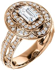 18K Rose Gold Emerald Cut Diamond Ring -- LIFETIME WARRANTY