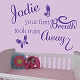 Your First Breath - Baby Girl - Childs Bedroom Nursery Wall Sticker Decal (Large) by Wondrous Wall A