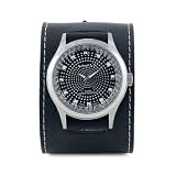 Nemesis Men's GSB78K Signature Black Pointium Diamond Cut Leather Band Watch