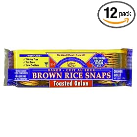Brown Rice Snaps, Toasted Onion with Organic Brown Rice, 3.5-Ounce Packs (Pack of 12)