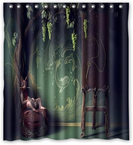 Cats humor fantasy strange mood Shower Curtain Bathroom Waterproof Fabric set with 12 Hooks Decor 66x72 Inches
