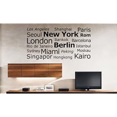 Wandtattoo "St�dte der Welt" W18 (115x58 cm) schwarz