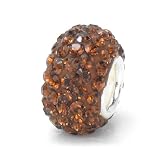 Bella Fascini Rich Chocolate Brown Swarovski Crystal Element Pave Sterling Silver Bead Charm
