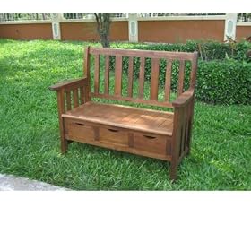 Indoor or Outdoor Acacia Wood Entry Bench with 3 Drawers