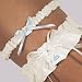 Embroidered I Do Wedding Garter Set - One Keepsake, One Tossing - Ivory