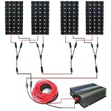 ECO-WORTHY 単結晶600W 太陽光発電ソーラーパネル 160W*4枚+500Wインバータ+ケーブル+MC4コネクター