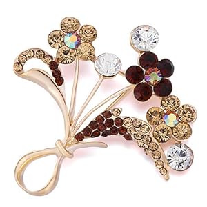 Pugster 22k Golden Plated November Birthstone Bunch Flower Topaz Yellow Swarovski Crystal Diamond Accent Brooches And Pins