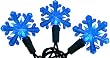 Set of 50 Blue LED Snowflake Christmas Lights - Green Wire