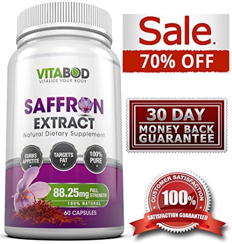Saffron Extract Appetite Suppressant - 100% Top Quality Saffron Extract with 88.25mg Per Capsule That Works for Weight Loss - 60 Capsules Per Bottle for a Full 30-Day Supply, Great For Both Men and Women. Order Now.