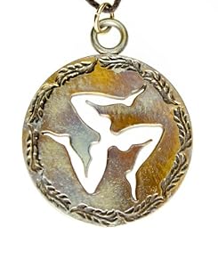 Triskelion Iridescent Pendant Necklace on Adjustable Natural Fiber Cord