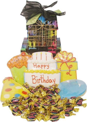 Birthday Cookie and Candy Gift Tower by Candy Crate