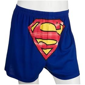Superman Men's Plaid Shield Knit Boxer
