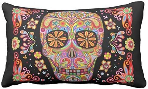 Standard Pillow Cover Case Decorative Sugar Skull Pillow Cover Cases 12 x 20 Inches