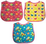 Neat Solutions 3 Pack Printed Interlock/ Water Resistant Feeder Bib, Girl
