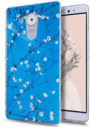 Huawei Mate 8 Case,Huawei Mate 8 Cover,ikasus Scratch-Proof Ultra Thin Crystal Clear Rubber Gel TPU Shockproof Soft Silicone Bumper Protective Case Cover for Huawei Mate 8,Blue Plum Blossom