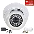 VideoSecu Day Night Vision Outdoor Dome Security Camera 1/3" Sony Super HAD CCD 420TVL 3.6mm Lens 28 IR LEDs Infrared Weatherproof with Free Power Supply and 100 feet Video & Power Extension Cable CBF