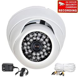VideoSecu Day Night Vision Outdoor Dome Security Camera 1/3" Sony Super HAD CCD 420TVL 3.6mm Lens 28 IR LEDs Infrared Weatherproof with Free Power Supply and 100 feet Video & Power Extension Cable CBF