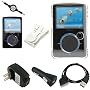 SanDisk Sansa Fuze Charging Combo and (Clear) Protective Crystal Cover Case, USB 2in1 Sync Data Cable,Car & Wall / Travel Charger, Crystal Clear Covering Case, 3.5mm MP3 Jack, and Screen Guard