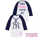 New York Yankees Victoria's Secret PINK&Atilde;&macr;&Acirc;&iquest;&Acirc;&frac12; Raglan Henley Baseball Tee