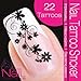 Nailart NAIL TATTOO STICKER - blossom / ornament - black