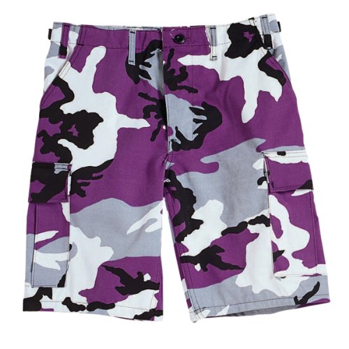 Purple Camouflage BDU Shorts (Small, Purple Camouflage)