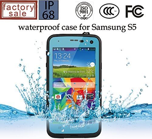 Redpepper Waterproof for galaxy s5, waterproof Dirtproof Snowproof Shockproof Case Hard Water Resistant Protective Case Cover for Samsung Galaxy S5 (Light blue)