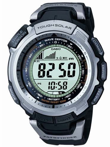 Casio Mens PAW1300-1V Pathfinder Multi-Band Solar Atomic Black Watch
