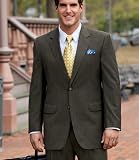 Clearance Executive 2-Button Pattern Wool Suit (OLIVE WIDE STR, 46 REGULAR)