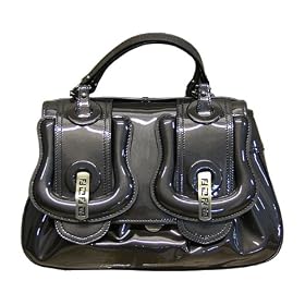 Fendi B.Fendi Small Grey Patent Leather Handbag 8BN165-UNU-F0DBB
