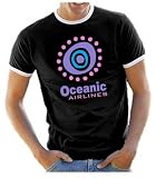 LOST oceanic airlines 3 FARBEN RINGER Ringer T-SHIRT schwarz Gr.XXL