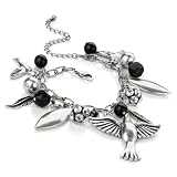 Bird Fashion Charm Bracelet Burnt Silver