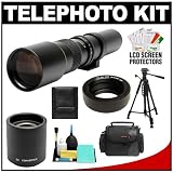 Rokinon 500mm f/8 Telephoto Lens & 2x Teleconverter (= 1000mm) with Case + Tripod + Kit for Olympus Pen E-P2, E-P3, E-PL2, E-PL3, E-PM1 & Panasonic Micro 4/3 Digital SLR Cameras