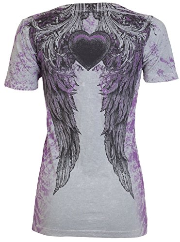 Rebel Saints AFFLICTION Womens T-Shirt BEAUTY Tattoo Biker UFC Sinful