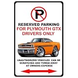 1970 Plymouth GTX Muscle Car-toon No Parking Sign