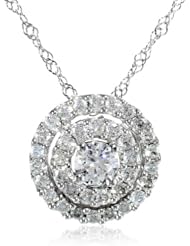 14k White Gold and Diamond Pendant Necklace (1/2 cttw, G-H Color, I1-I2 Clarity), 17"