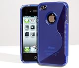 Blue Anti-Slip Silicone Case & Screen Protector for the new Apple iPhone 4  ....