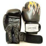 16oz Black Flame Real Leather Boxing Gloves High Quality by 