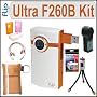 Flip Video Ultra Series F260N 60-Minute (Orange) Camcorder Accessory Kit With Pure Digital ASP1B Flip Video Soft Pouch, Pure Digital ATR1B Flip Video Tripod, Pure Digital Flip Video 3PK USB Cables, AA Rechargeable Battery Charger with 4 AA 2000 mAh Batteries, Vidpro Digital Camera LCD Screen Protectors