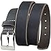 Square Wide Pin Distressed Leather Belt - Nickel Smart - Gray Full Grain Leather Belt with Nickel Free Zinc Buckle - 38