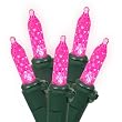 Set of 70 Pink LED M5 Mini Christmas Lights - Green Wire