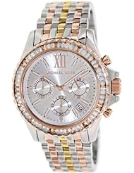 Michael kors MK5876 Everest White Chrono Dial Tri-Tone Bracelet Women Watch NEW